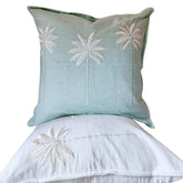 Palm Cove Aqua Linen Cushion Cover | 50x50cm