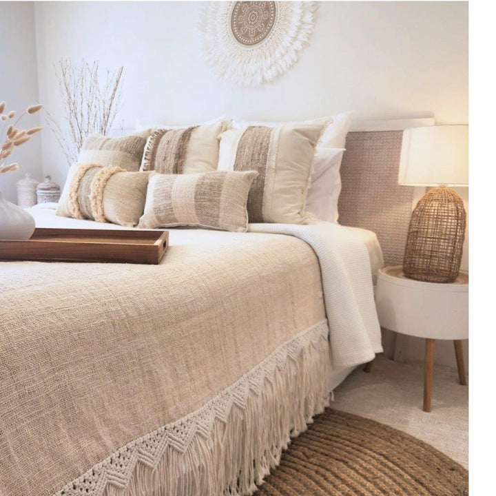 Boho Luxe Macrame Throw Blanket | Tassel | 2.77m x 1.3m