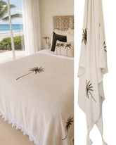 Bungalow Palms Linen Throw | Tassel | King Size