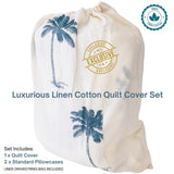 Kokomo Blue Palm Quilt Cover Set | Q | K | SK | Bed Linen