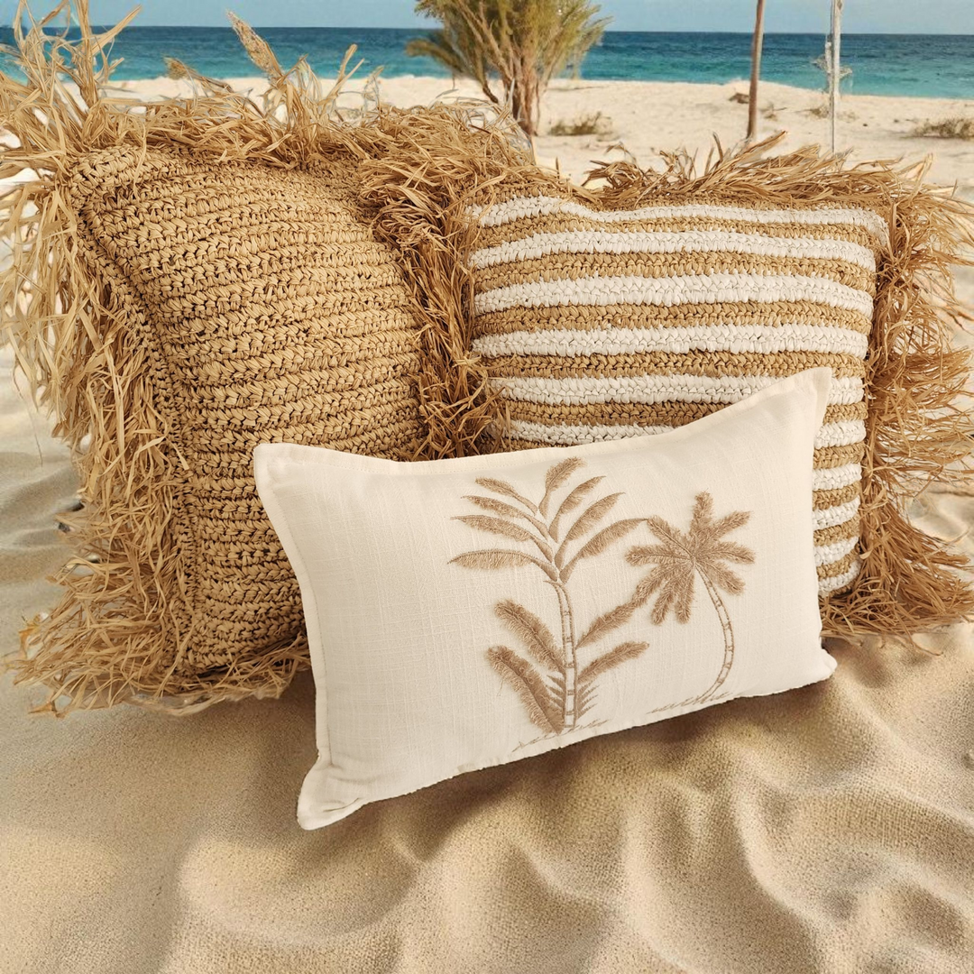 Latte Palms Lumbar Cushion Cover | 30x50cm