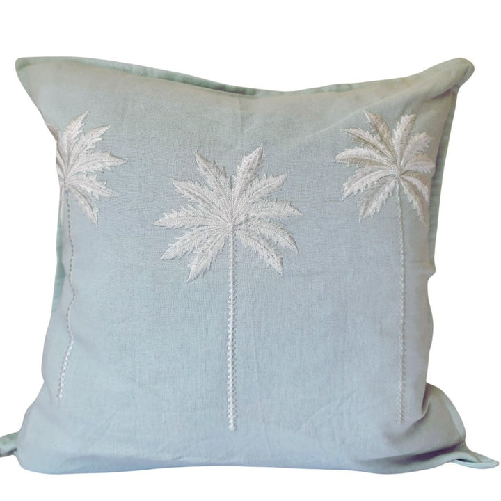 Palm Cove Aqua Linen Cushion Cover | 50x50cm