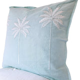Palm Cove Aqua Linen Cushion Cover | 50x50cm