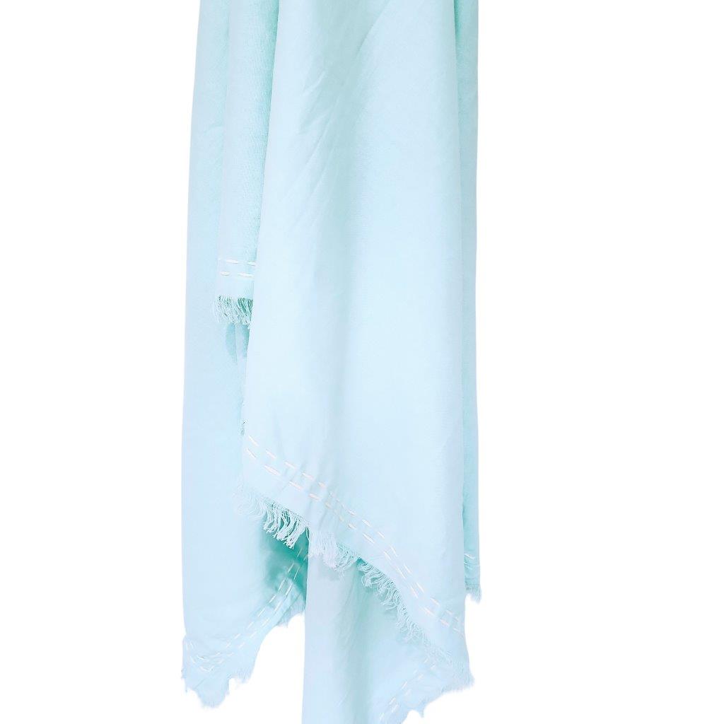 Nusa Luxe Aqua Throw | Linen Cotton | Fringe | 2.2m x 1.3m