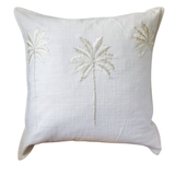 Palm Cove Aqua Linen Cushion Cover | 50x50cm