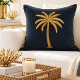 Midnight Blue 3D Gold Palm Cushion Cover | 50x50cm | Exclusive
