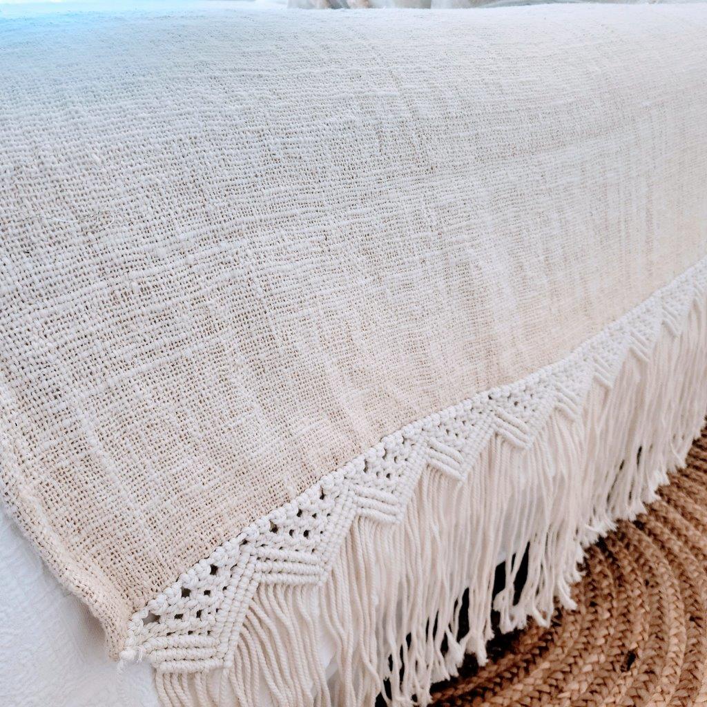 Boho Luxe Macrame Throw Blanket | Tassel | 2.77m x 1.3m