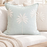 Ocean Mist Palms Linen Cushion Cover | 50x50cm