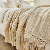 Boho Luxe Macrame Throw Blanket | Tassel | 2.77m x 1.3m