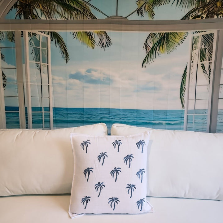 Under The Palms Blue Hue Cushion Cover | 50x50cm