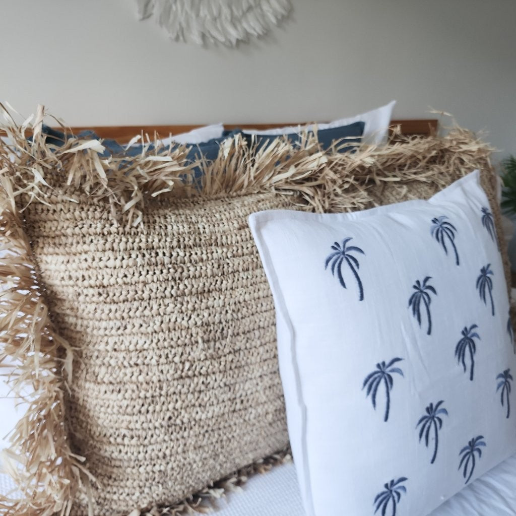 Under The Palms Blue Hue Cushion Cover | 50x50cm