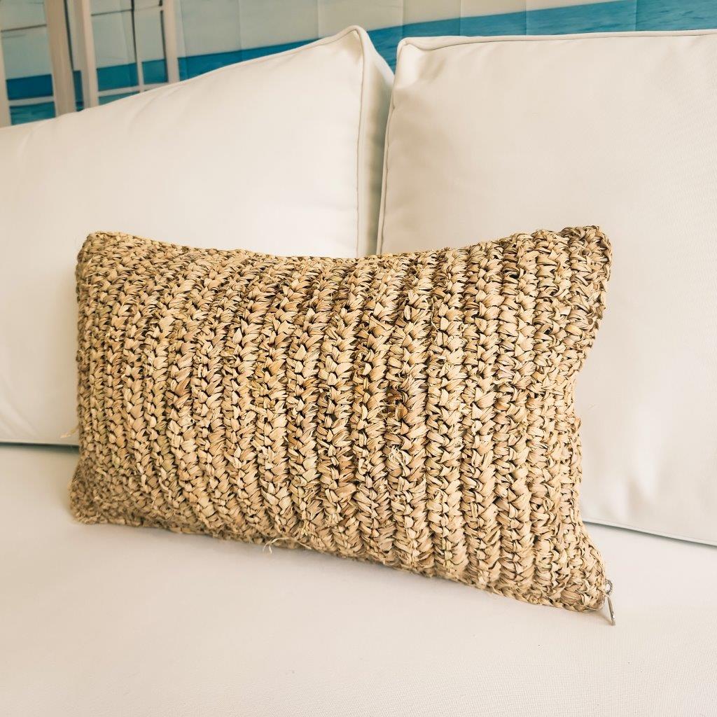 Maldives Raffia Lumbar Cushion Cover  | 30x50cm