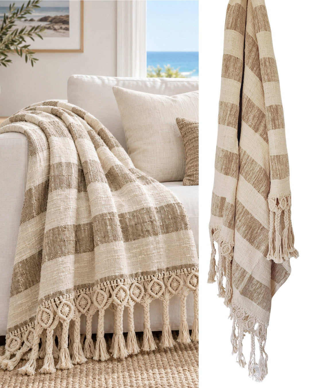 Coastal Retreat Macrame Throw