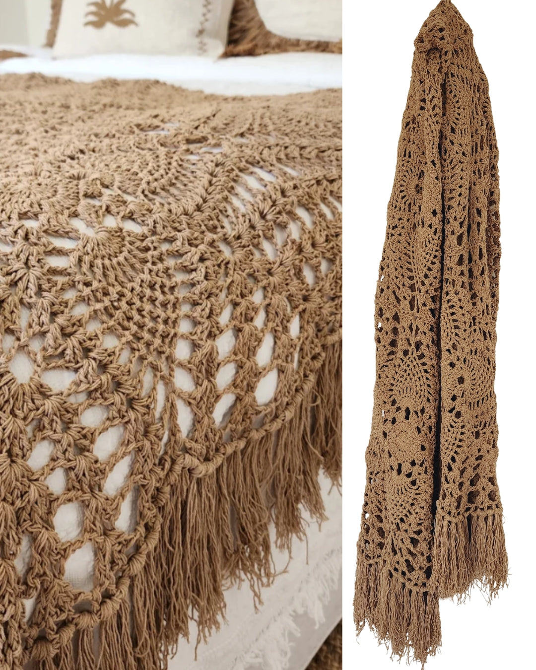 Seychelles Mocha Bed Runner | Throw | Crochet