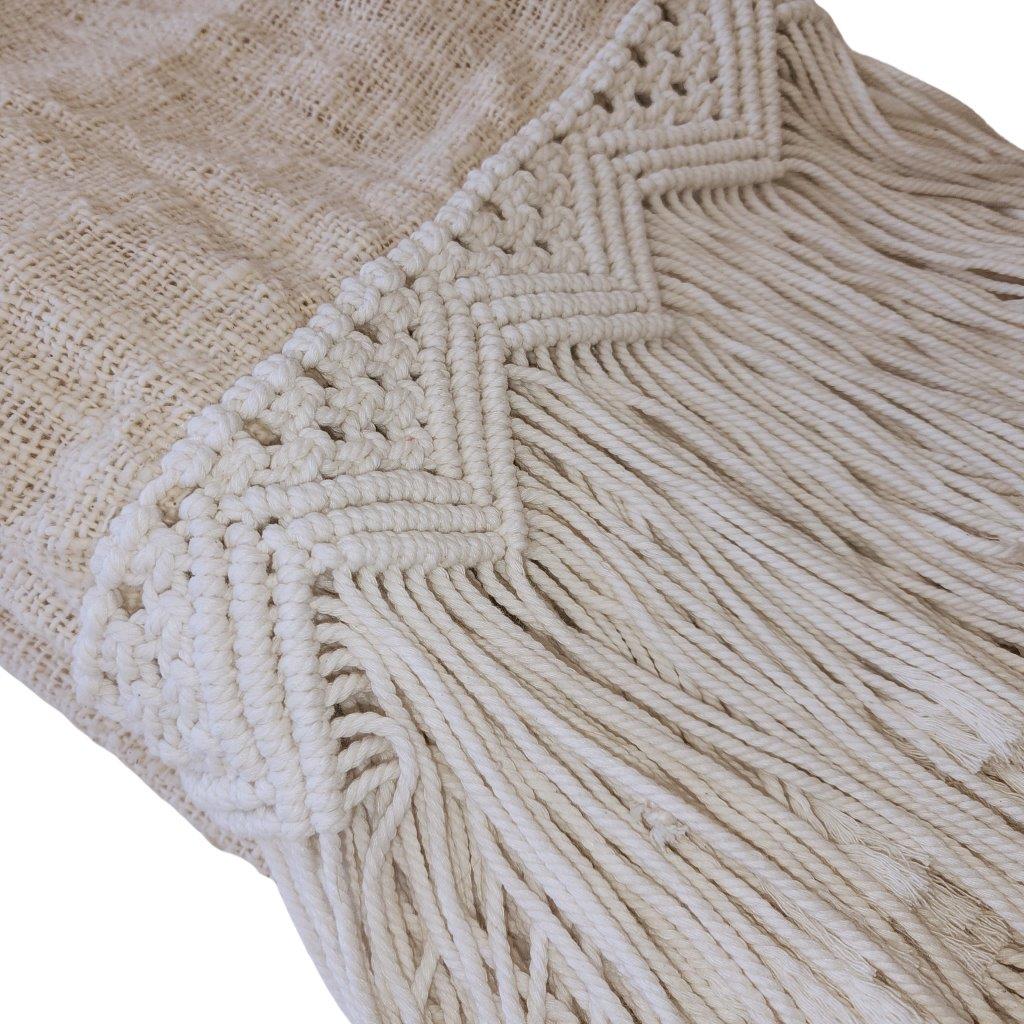 Boho Luxe Macrame Throw Blanket | Tassel | 2.77m x 1.3m