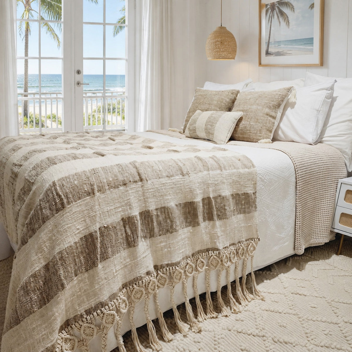 Coastal Retreat Macrame Throw