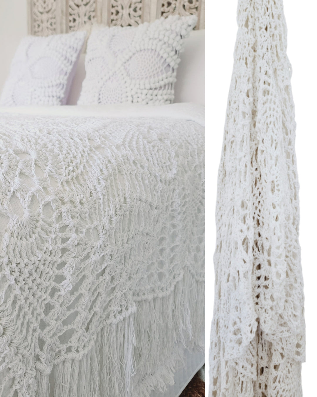 Seychelles White Bed Runner | Throw | Crochet
