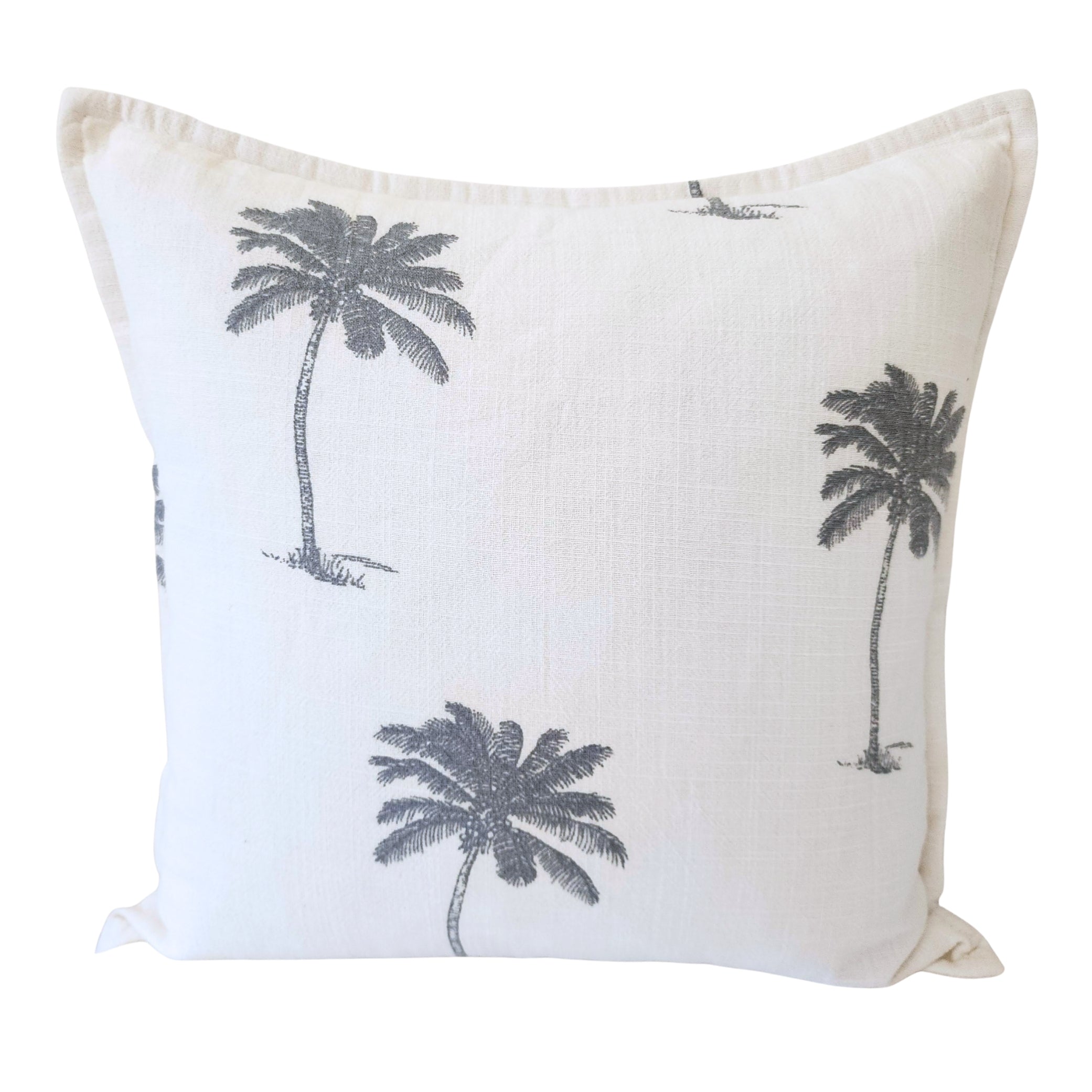 Pillow with palm tree pattern on a white background