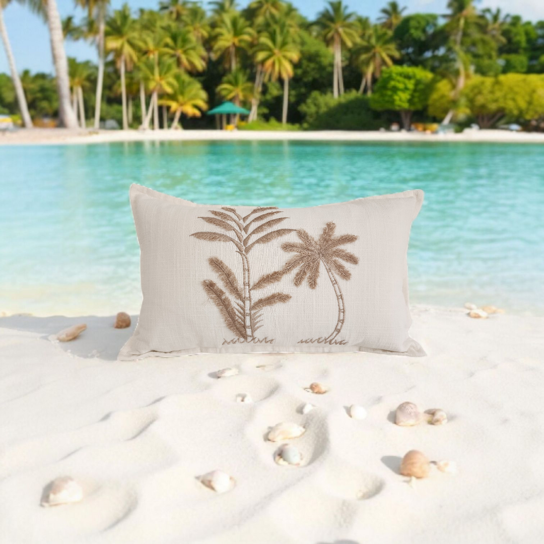Latte Palms Lumbar Cushion Cover | 30x50cm