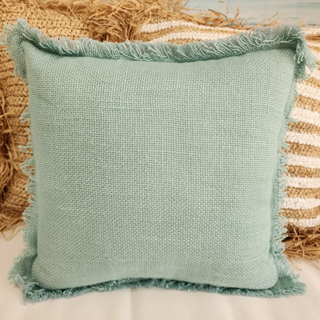 Biscay Blue Fringe Cushion Cover | 40x40cm