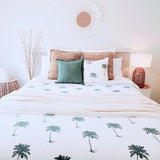 Kokomo Blue Palm Quilt Cover Set | Q | K | SK | Bed Linen