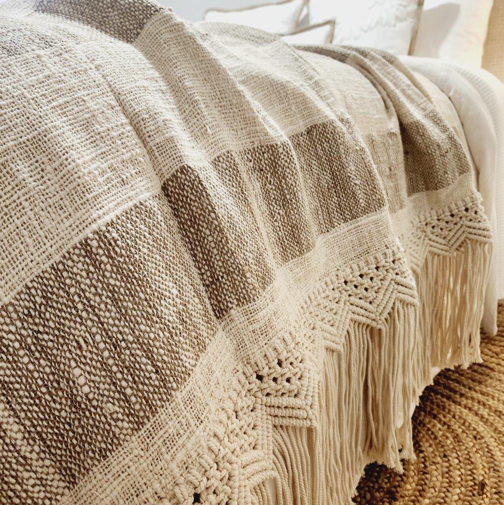 Coastal Haven Macrame Throw Blanket | Tassel | 1.3m x 2.6m