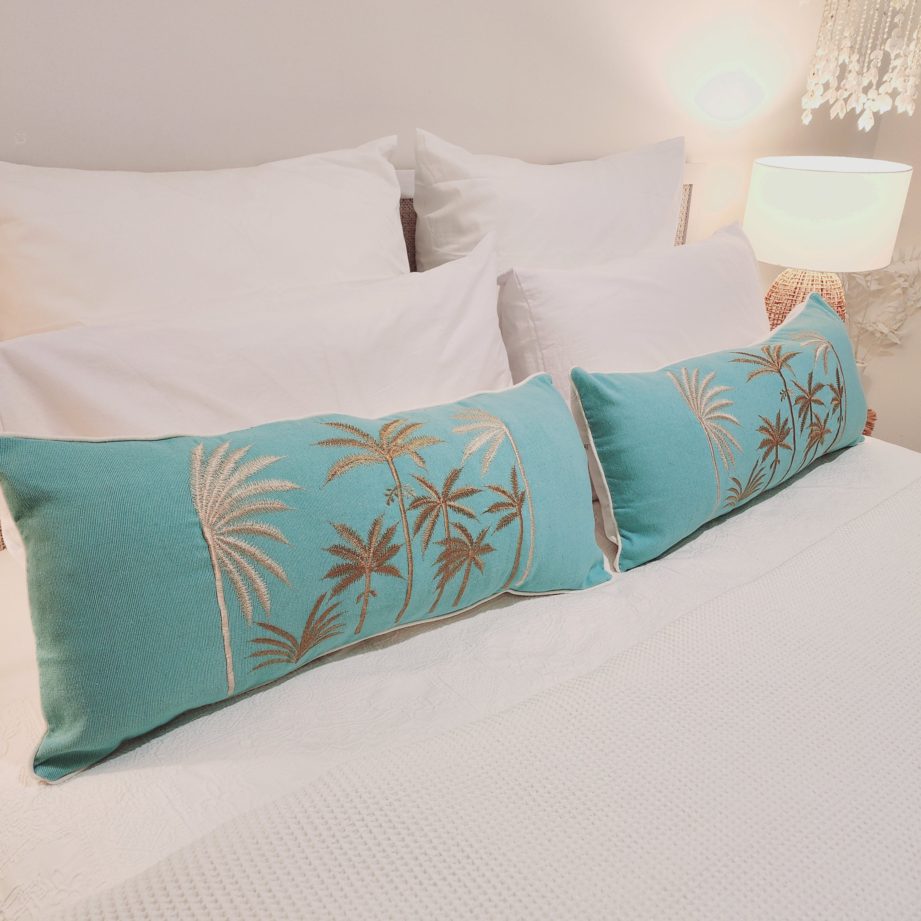 Blue Hawaii Long Lumbar Cushion Cover | 70x30cm