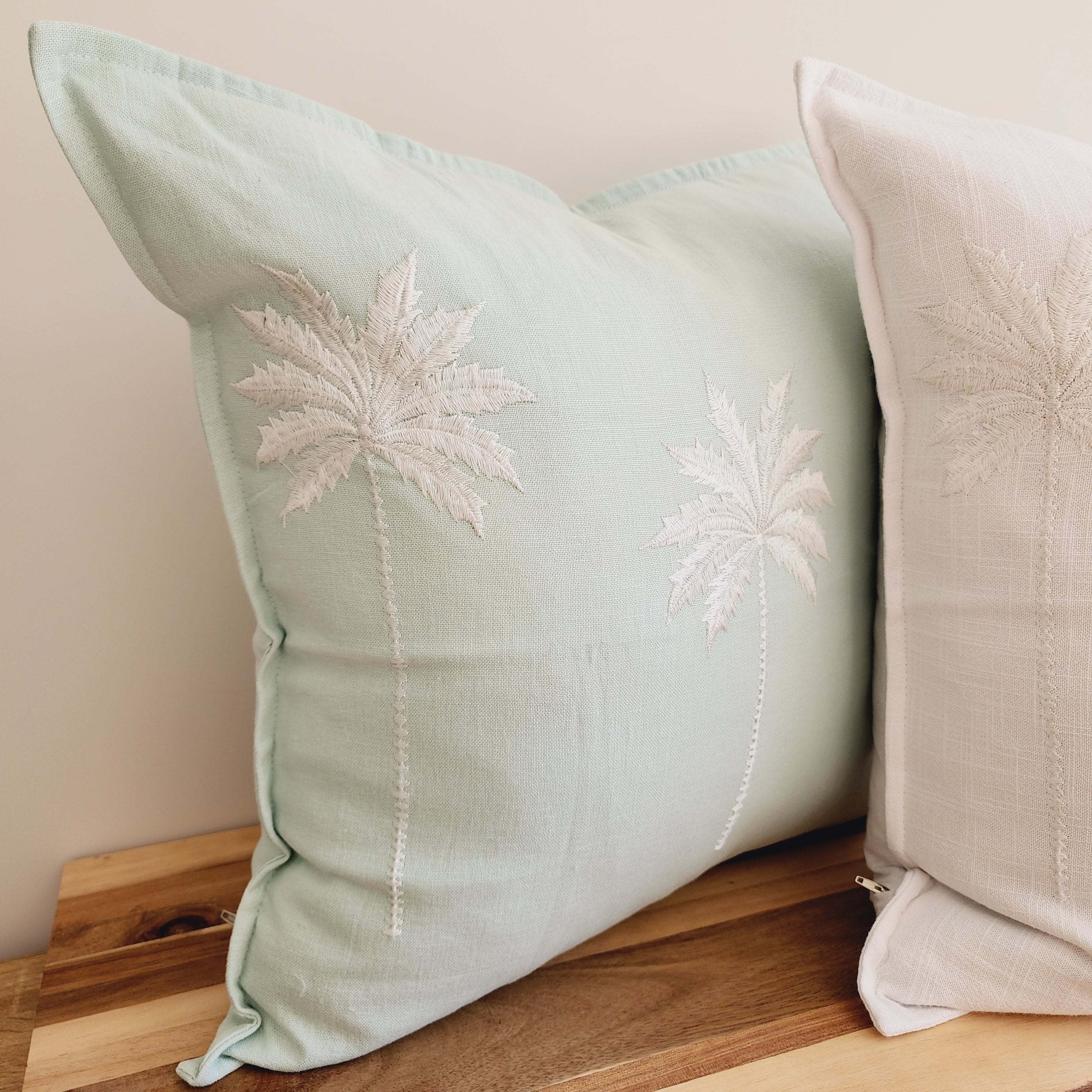 Ocean Mist Palms Linen Cushion Cover | 50x50cm