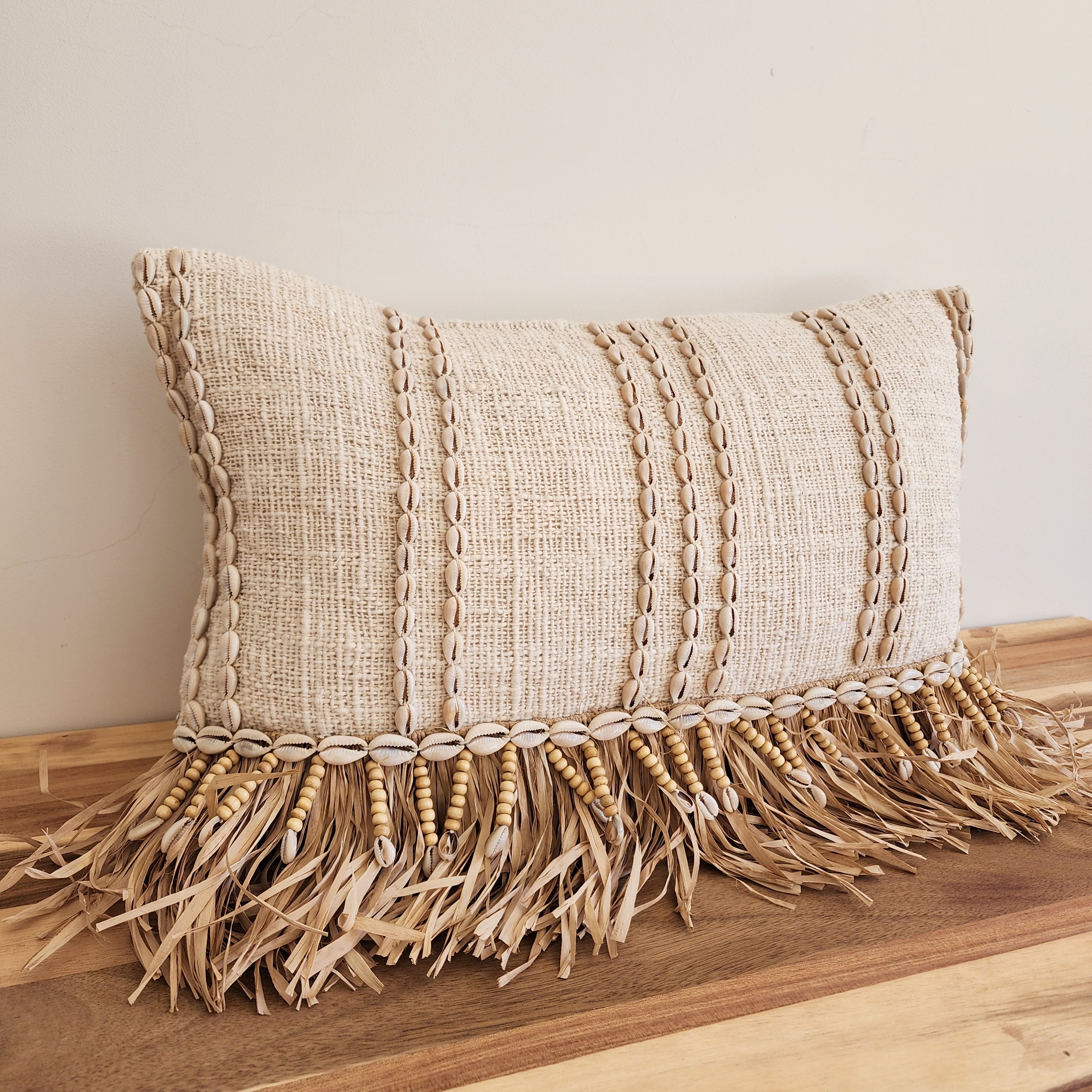 Island Fringe Luxe Cushion Cover | Shell | 30x50cm