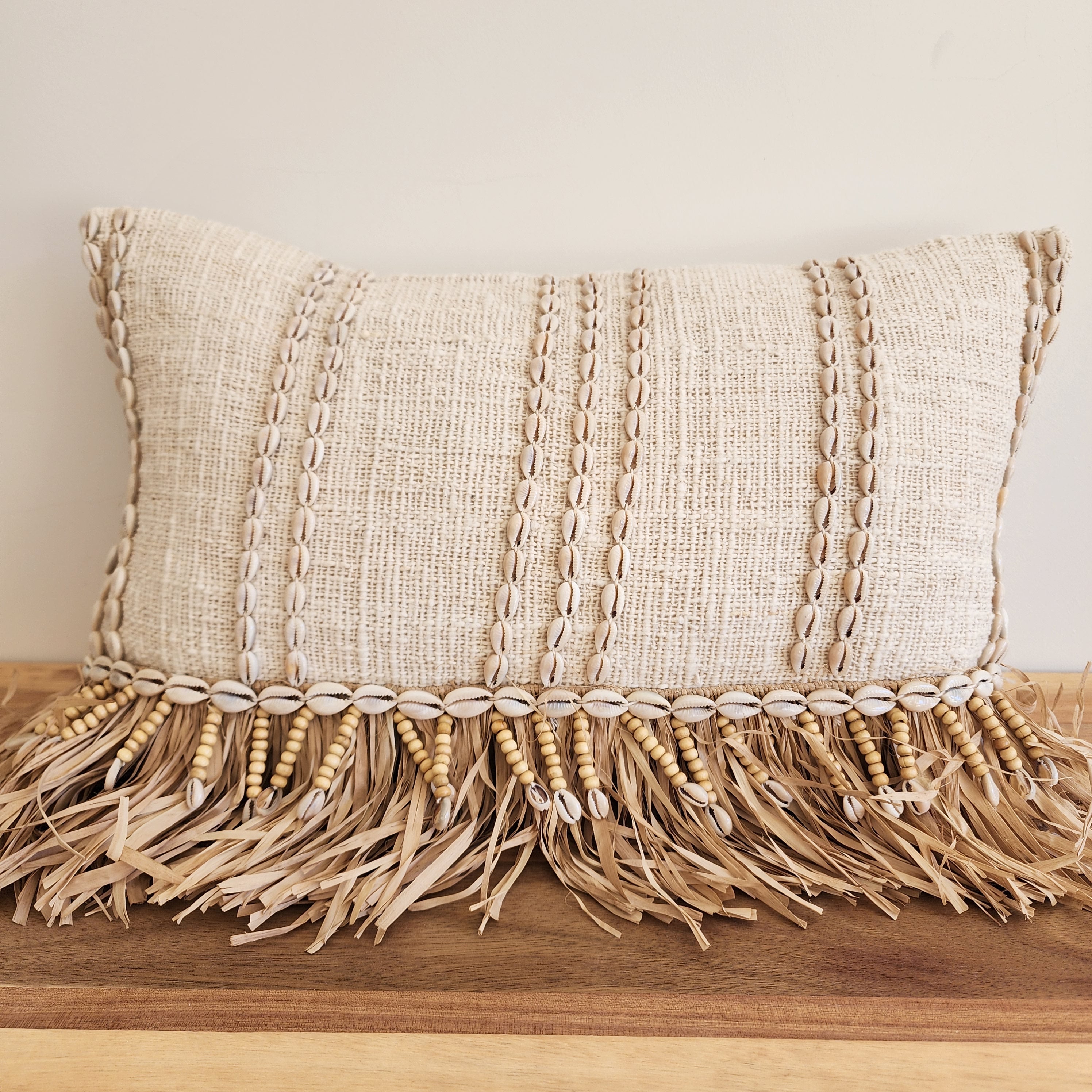 Island Fringe Luxe Cushion Cover | Shell | 30x50cm