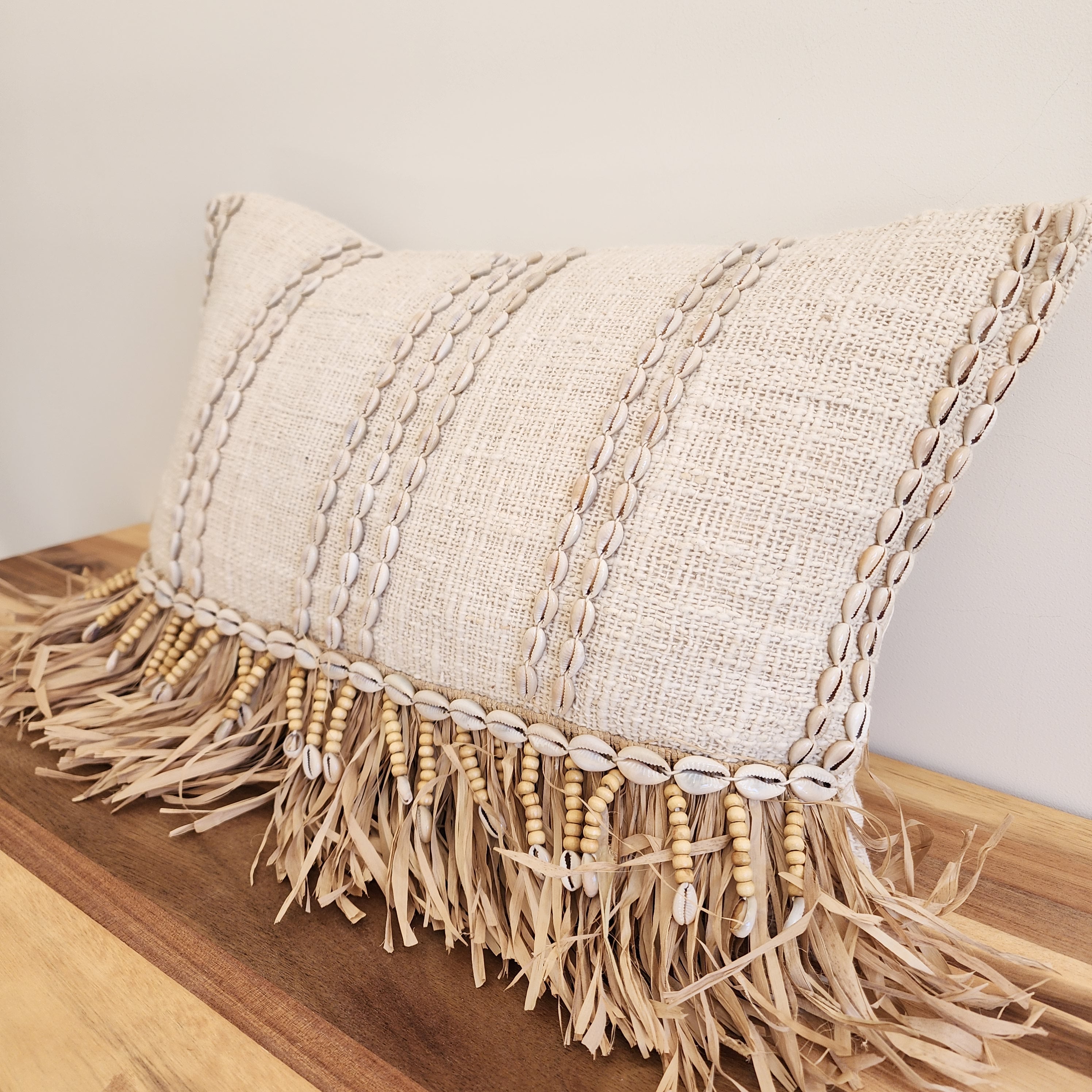 Island Fringe Luxe Cushion Cover | Shell | 30x50cm