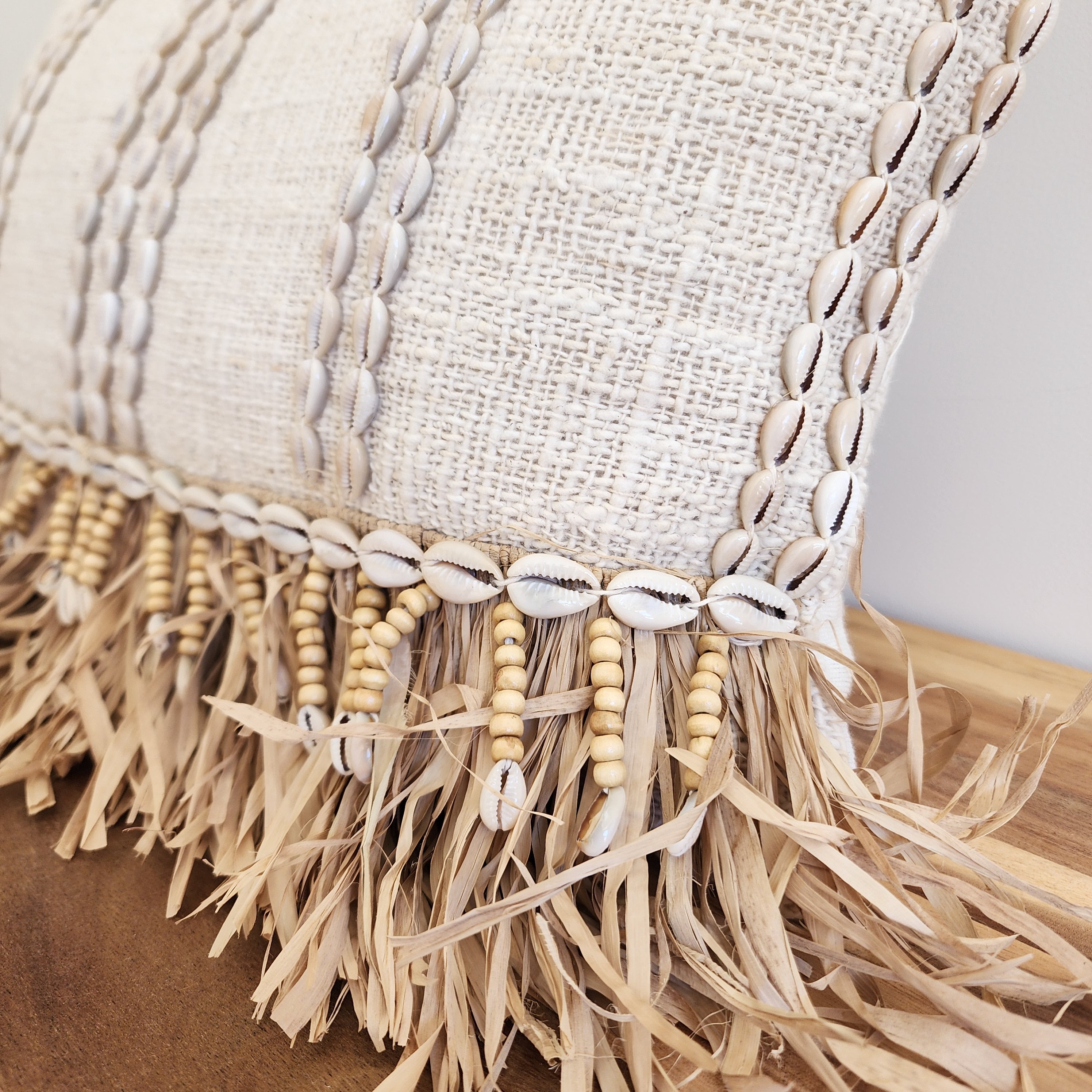 Island Fringe Luxe Cushion Cover | Shell | 30x50cm