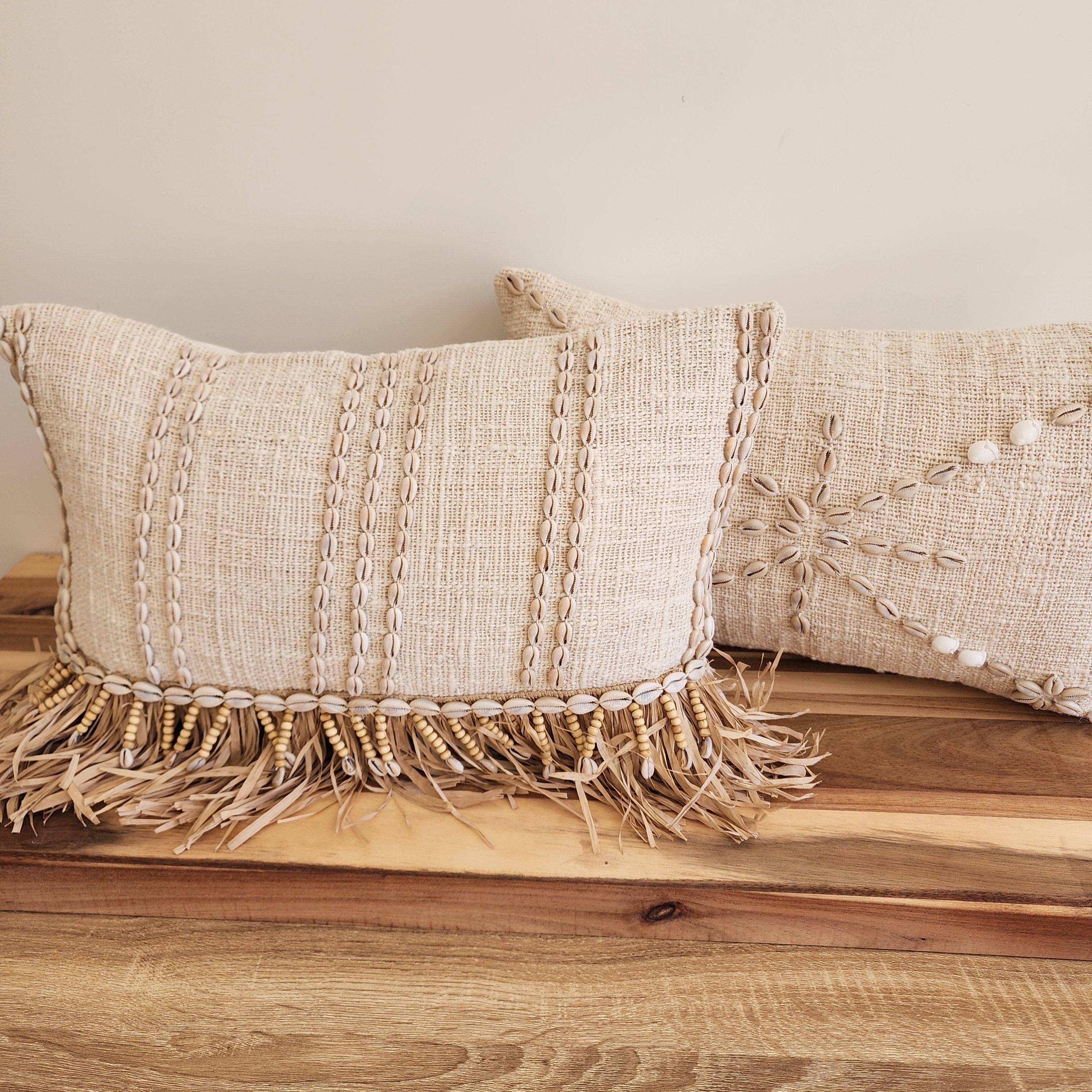 Island Fringe Luxe Cushion Cover | Shell | 30x50cm