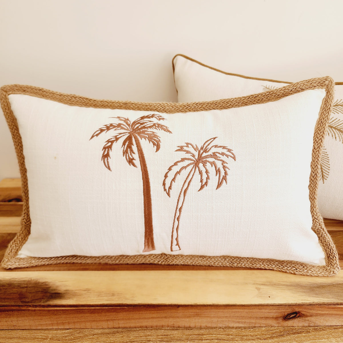 Jute Palms Lumbar Cushion Cover | 30x50cm
