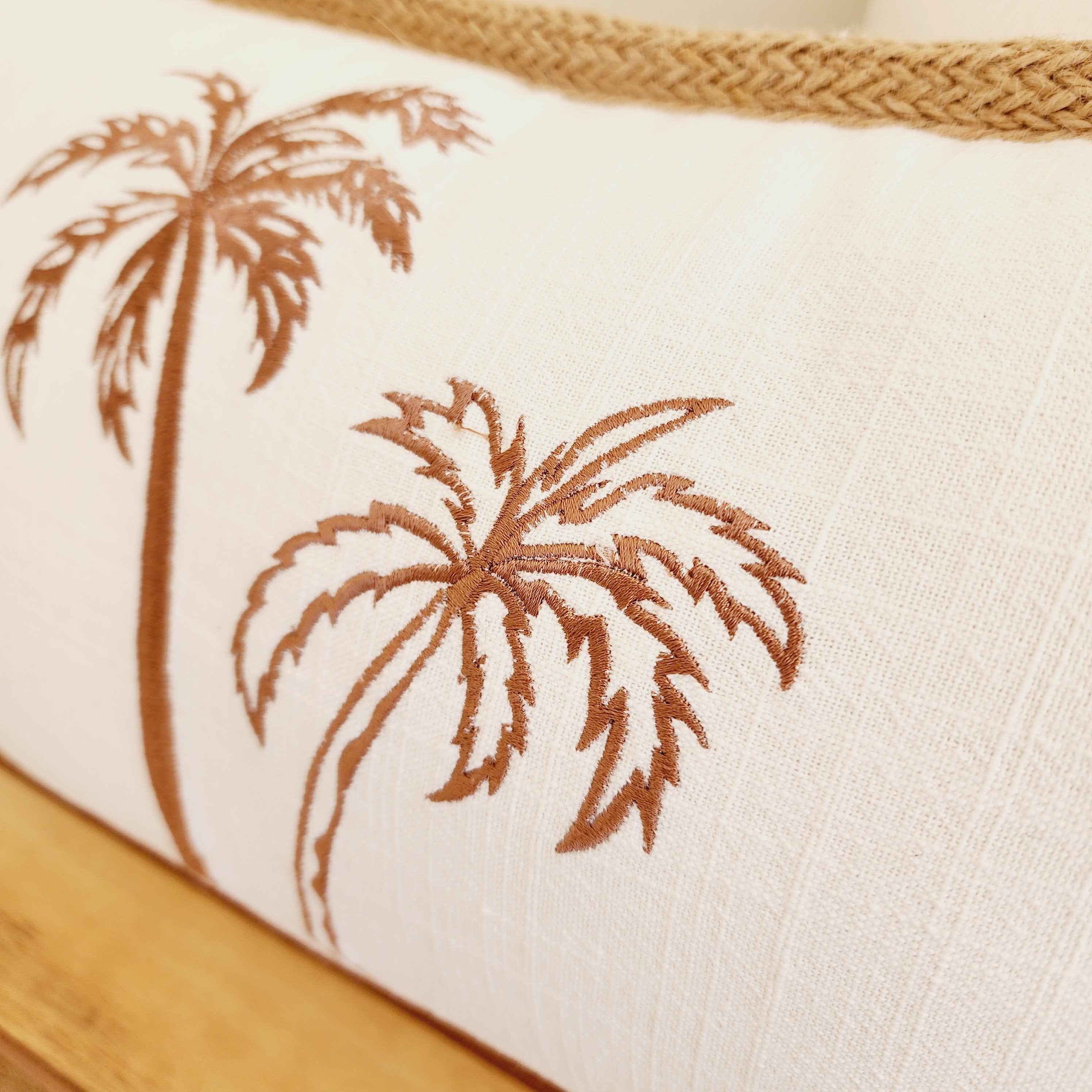 Jute Palms Lumbar Cushion Cover | 30x50cm