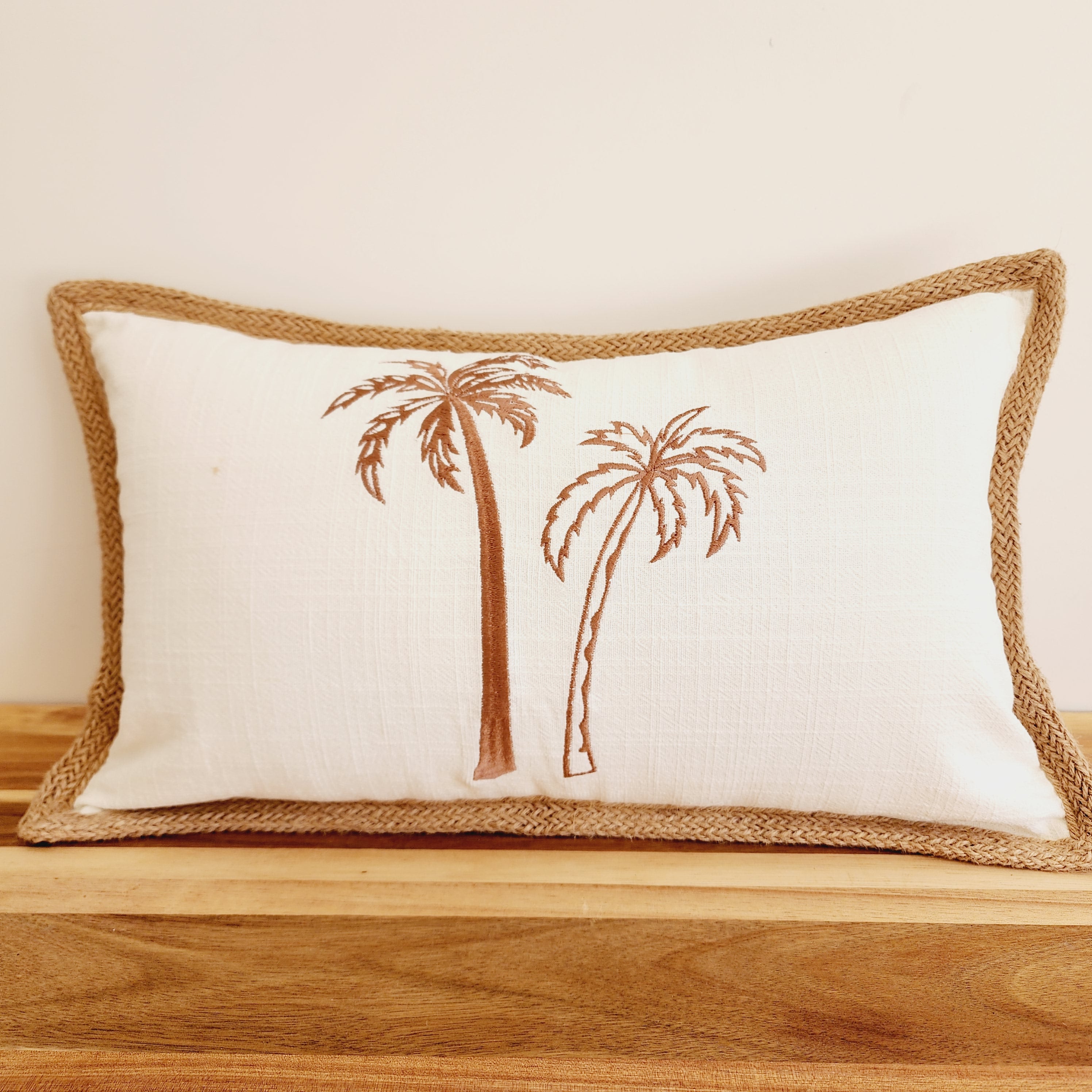 Jute Palms Lumbar Cushion Cover | 30x50cm