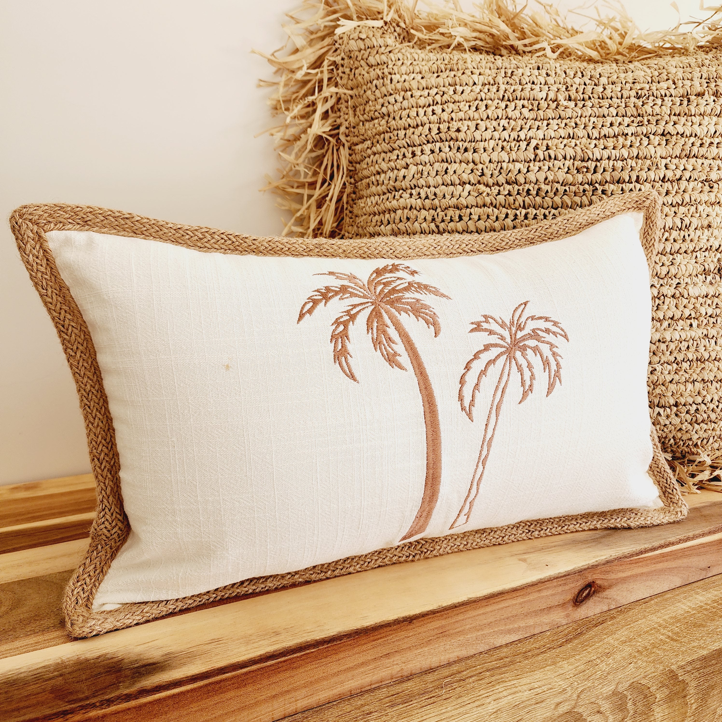 Jute Palms Lumbar Cushion Cover | 30x50cm