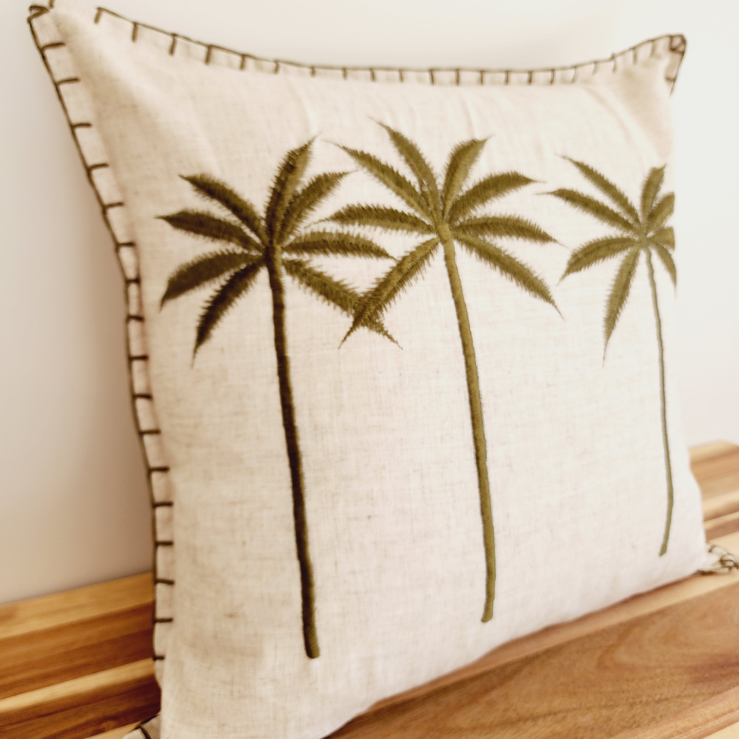 Bungalow Palms Linen Cushion Cover | 45x45cm | Linen