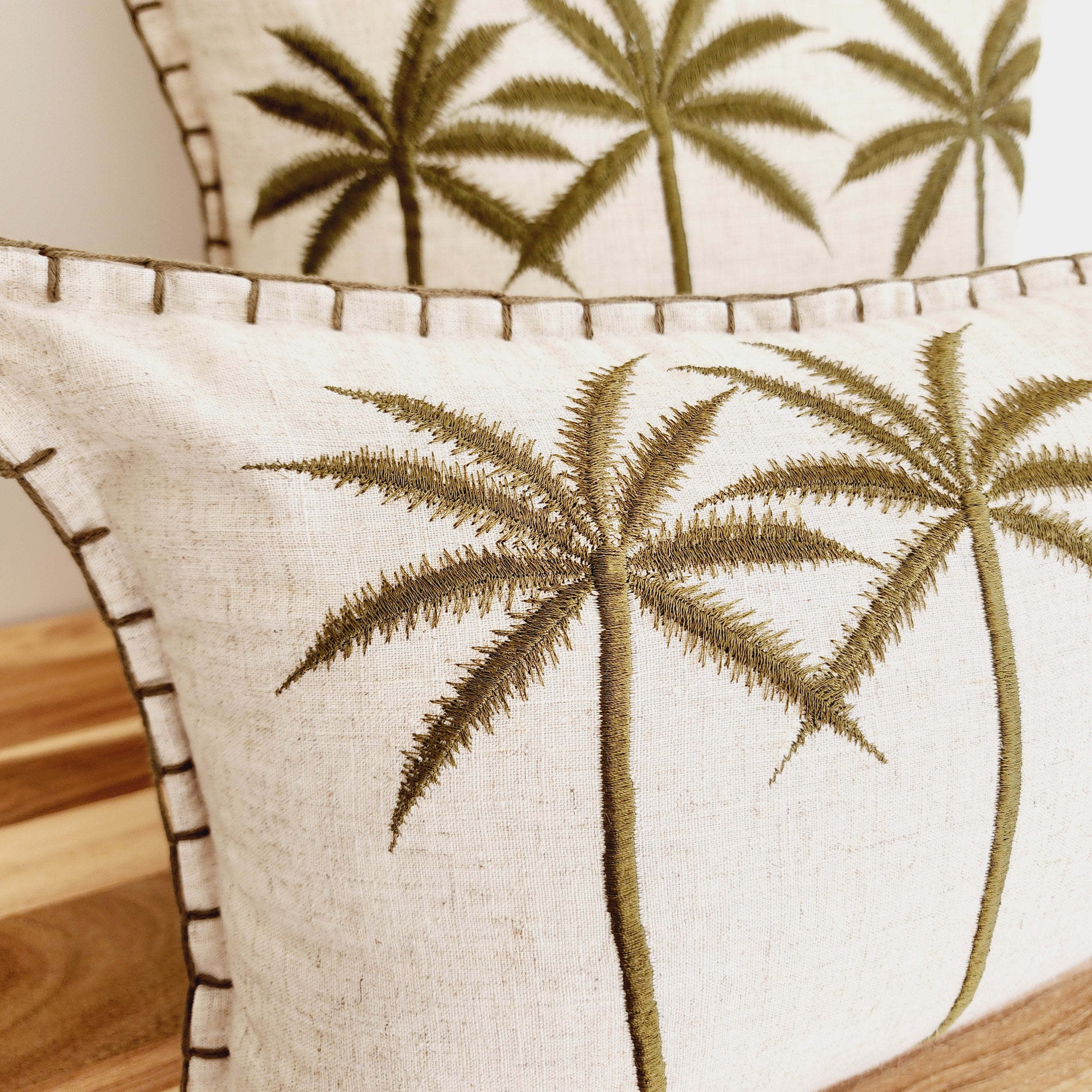 Bungalow Palms Linen Cushion Cover | 45x45cm | Linen