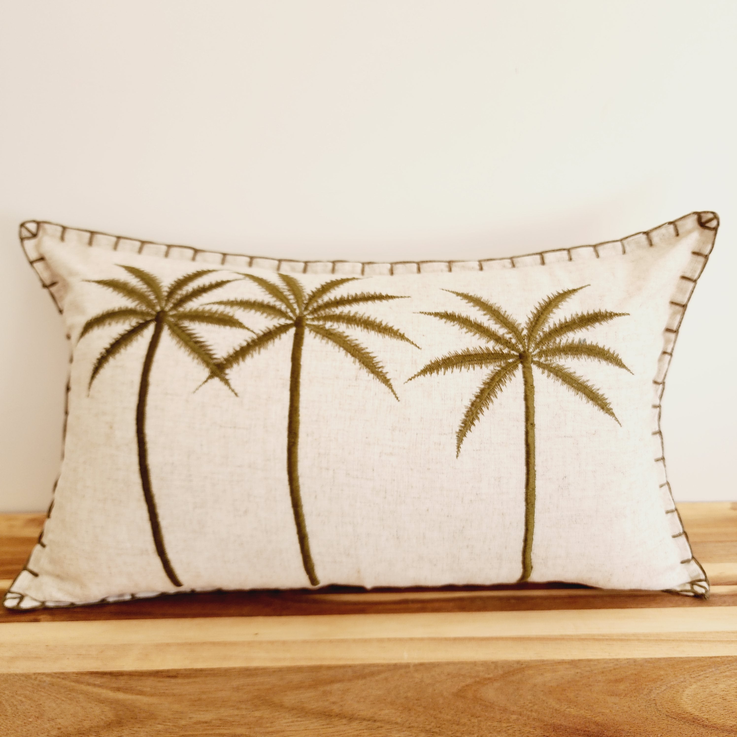 Bungalow Palms Linen Lumbar Cushion Cover | 30x50cm | Linen