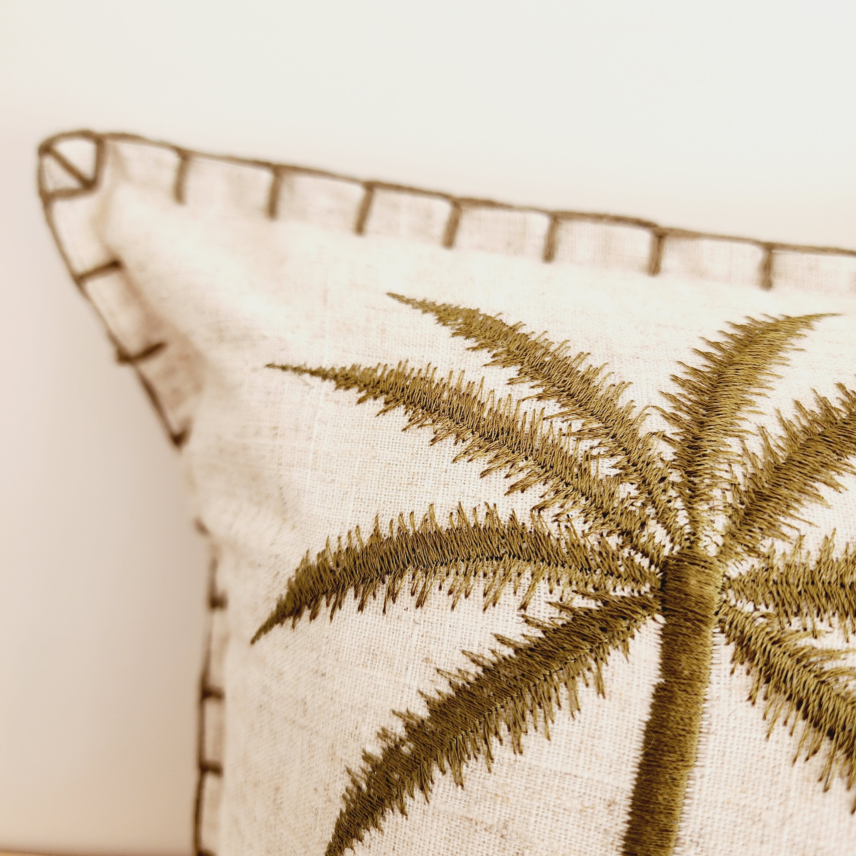 Bungalow Palms Linen Lumbar Cushion Cover | 30x50cm | Linen