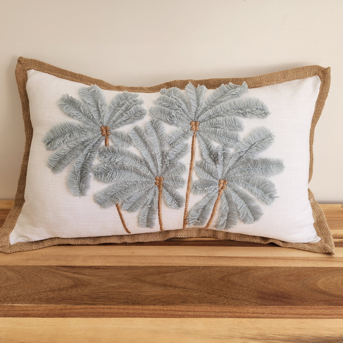 Blue Haze Palms Lumbar Cushion Cover | 30x50cm
