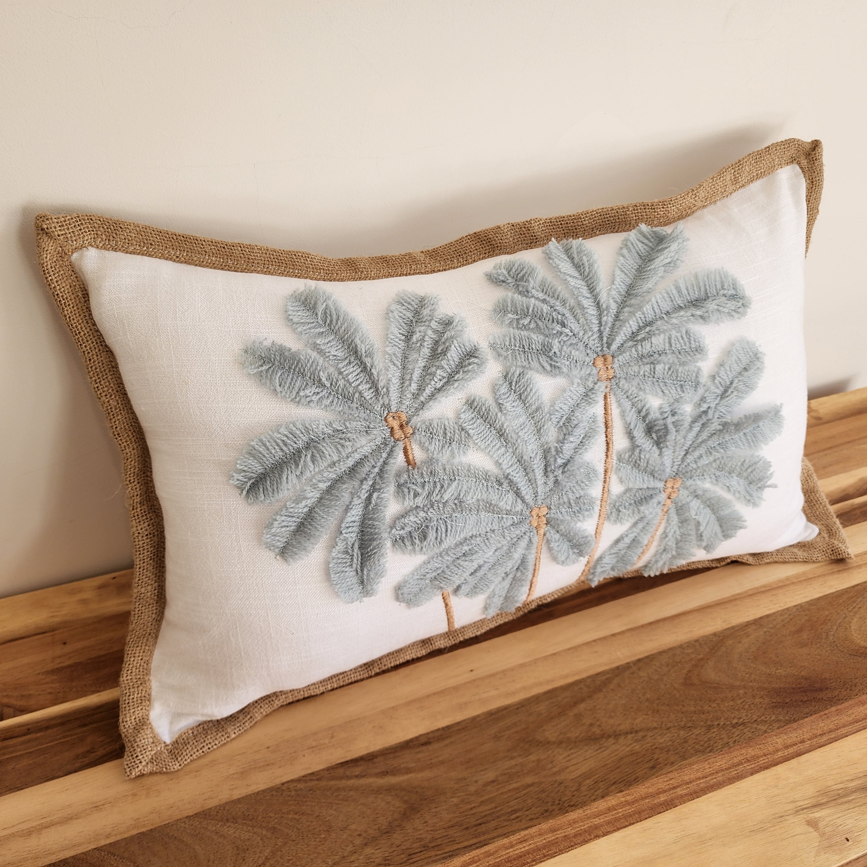Blue Haze Palms Lumbar Cushion Cover | 30x50cm