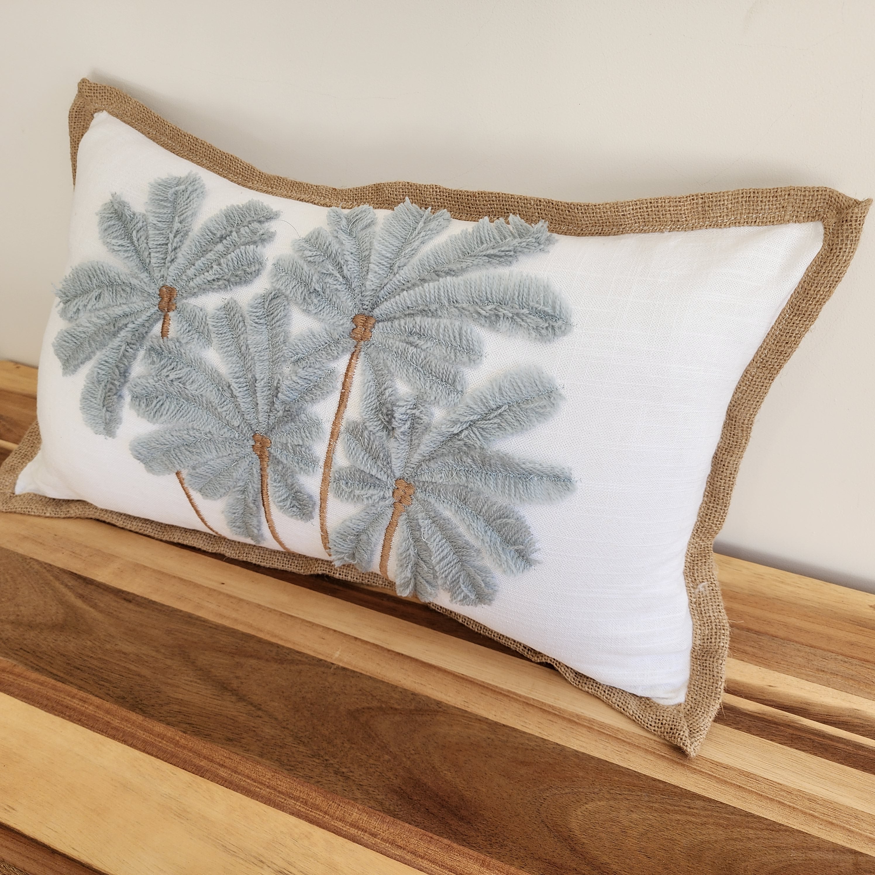 Blue Haze Palms Lumbar Cushion Cover | 30x50cm