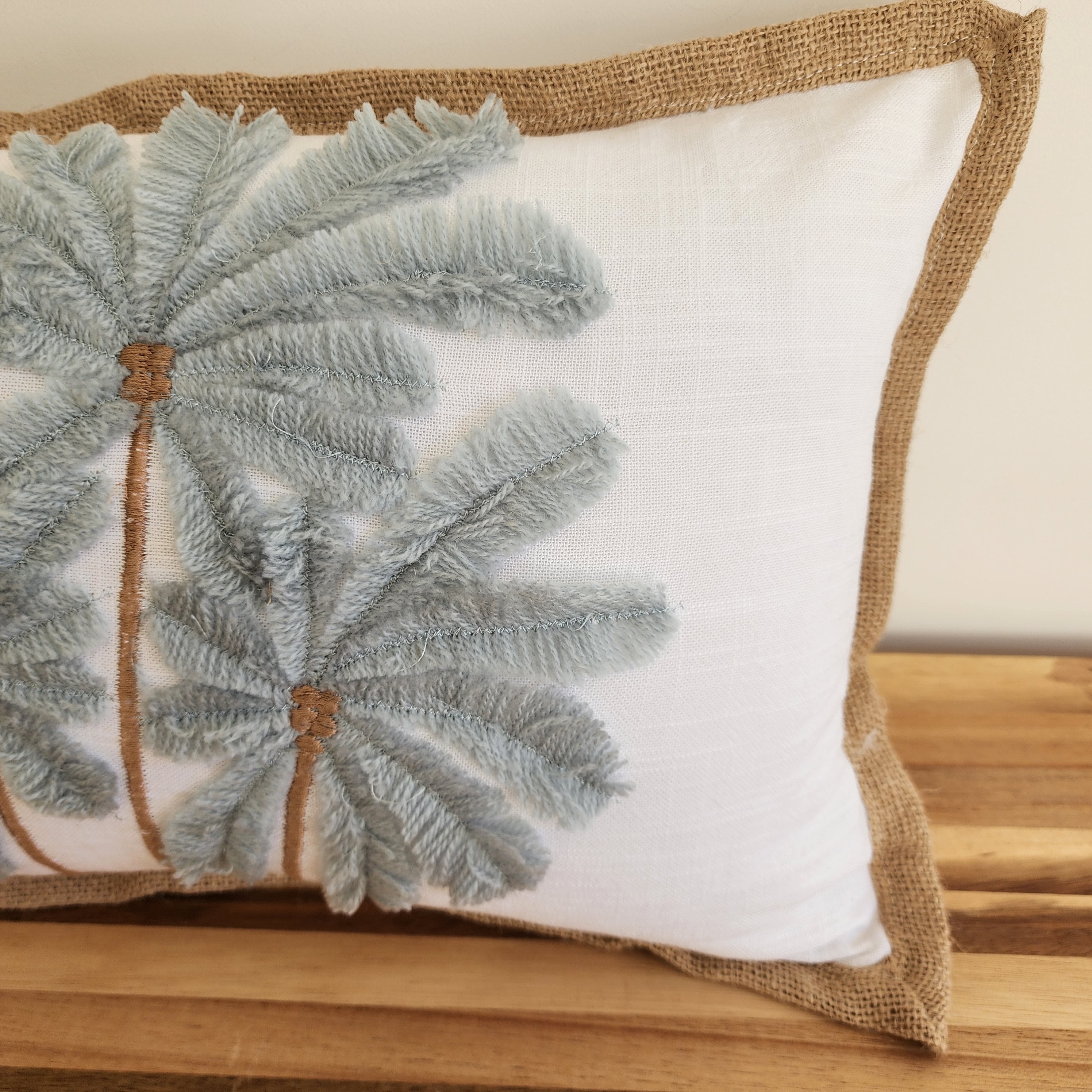 Blue Haze Palms Lumbar Cushion Cover | 30x50cm