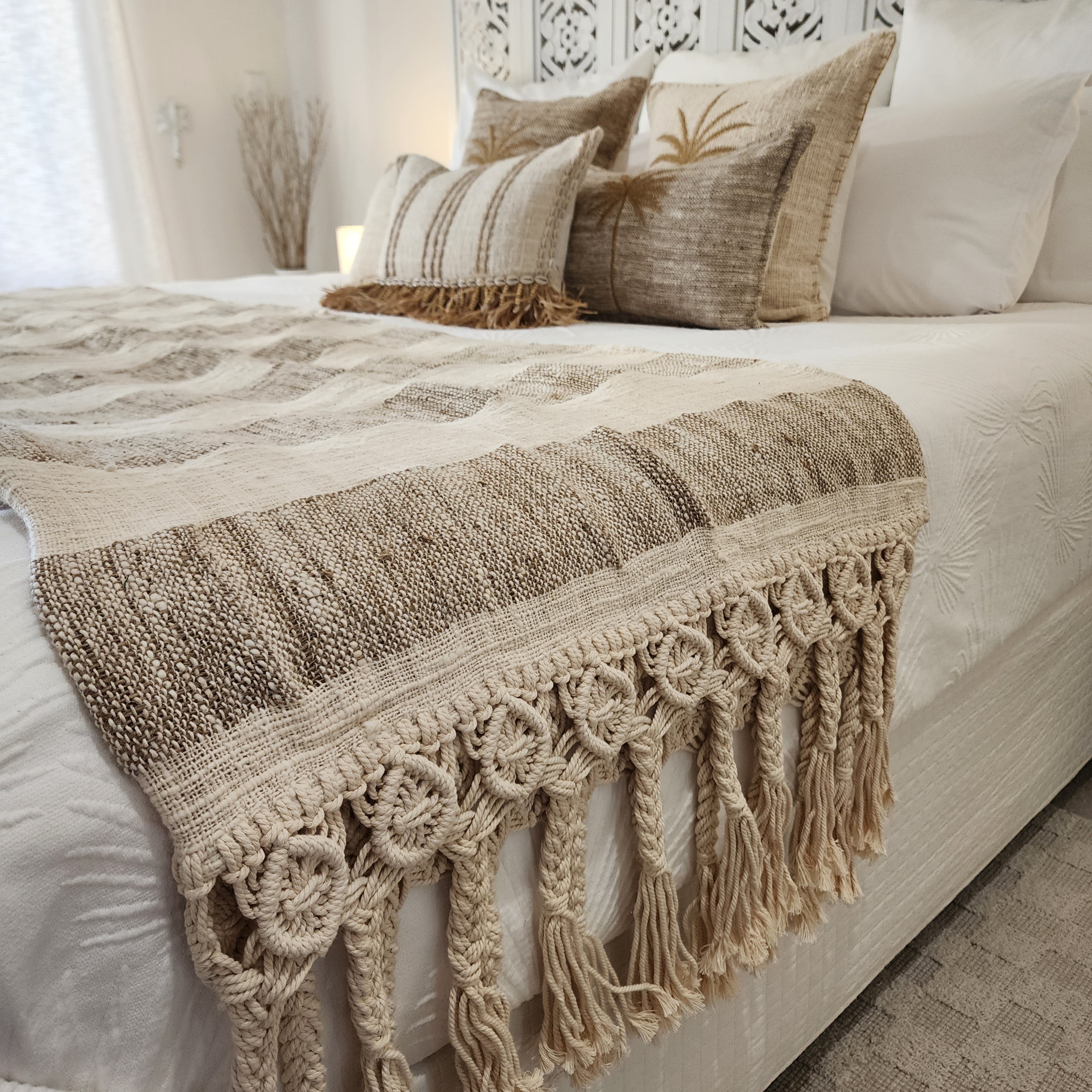 Coastal Retreat Macrame Throw