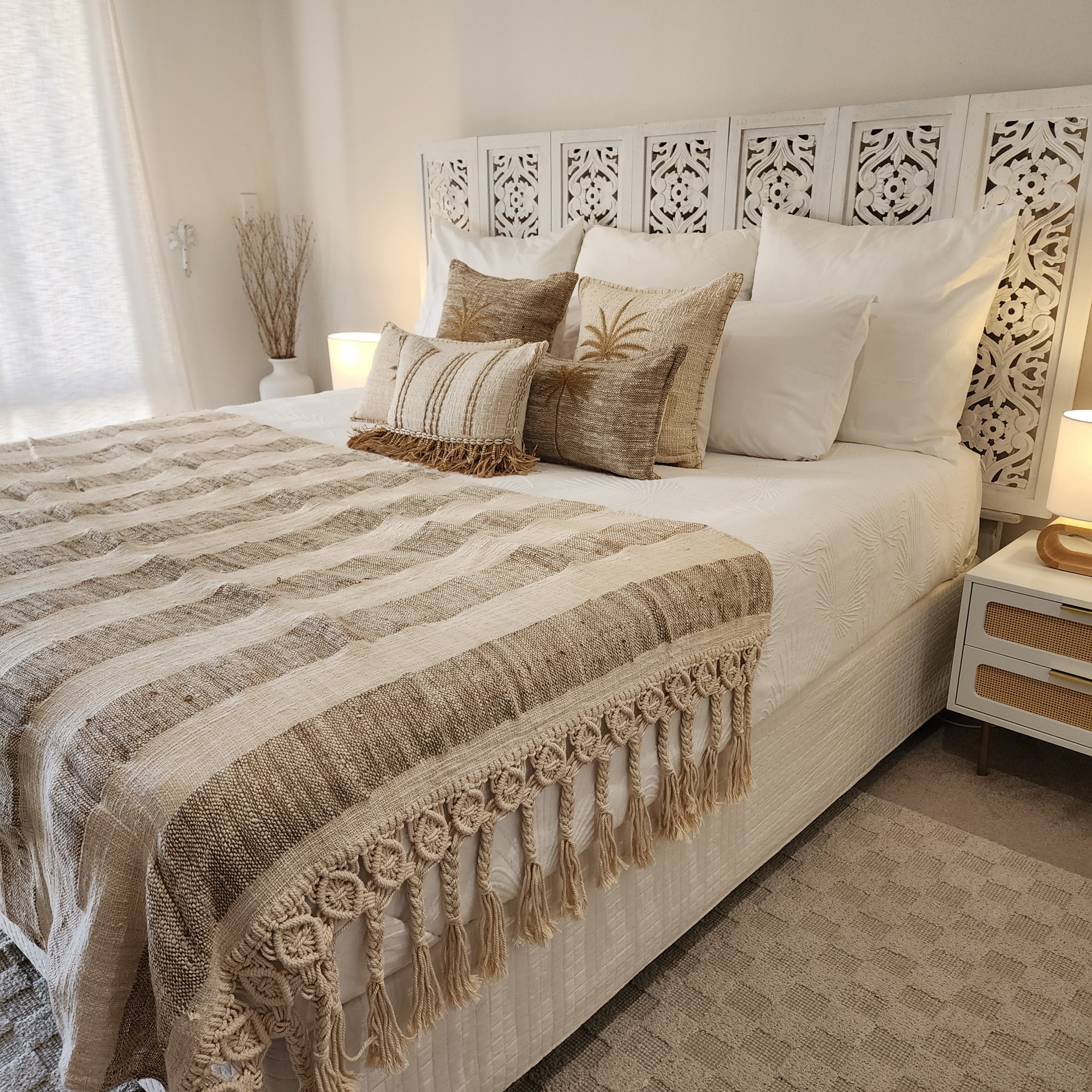 Coastal Retreat Macrame Throw