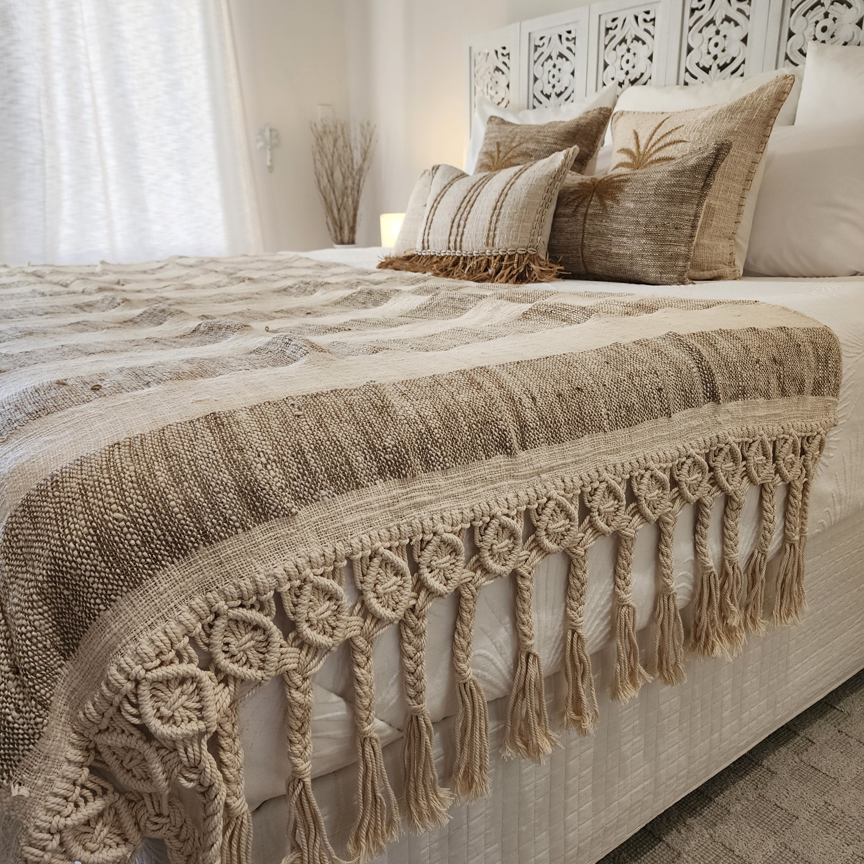 Coastal Retreat Macrame Throw