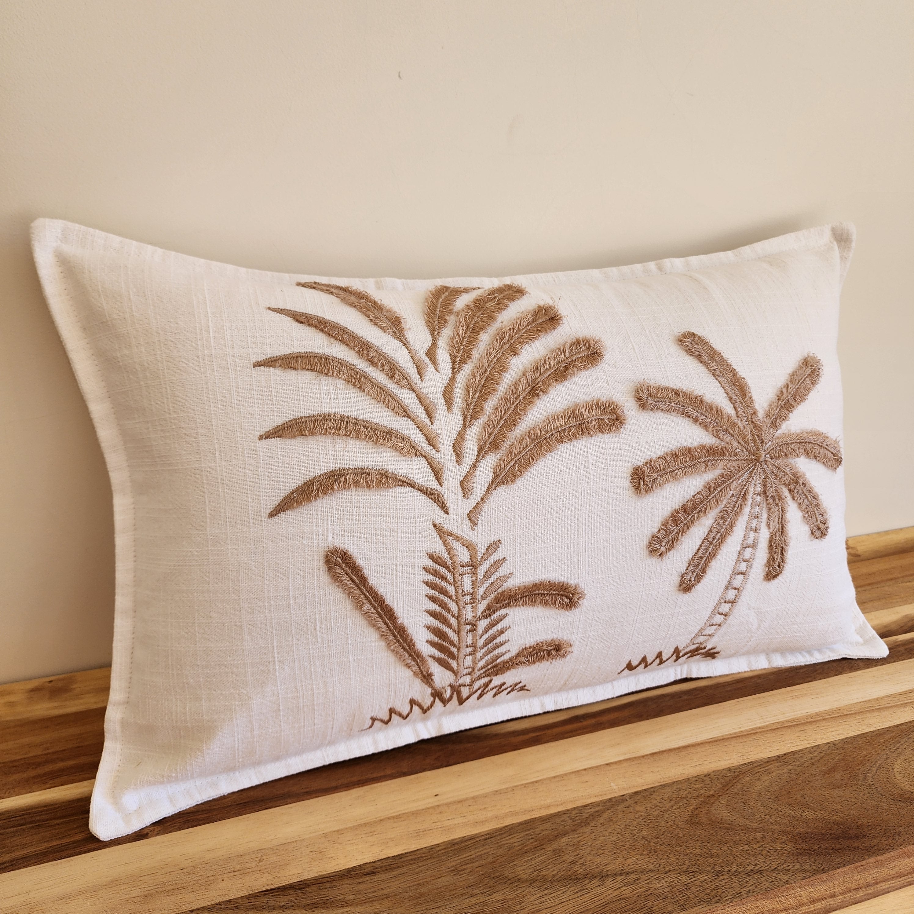 Latte Palms Lumbar Cushion Cover | 30x50cm