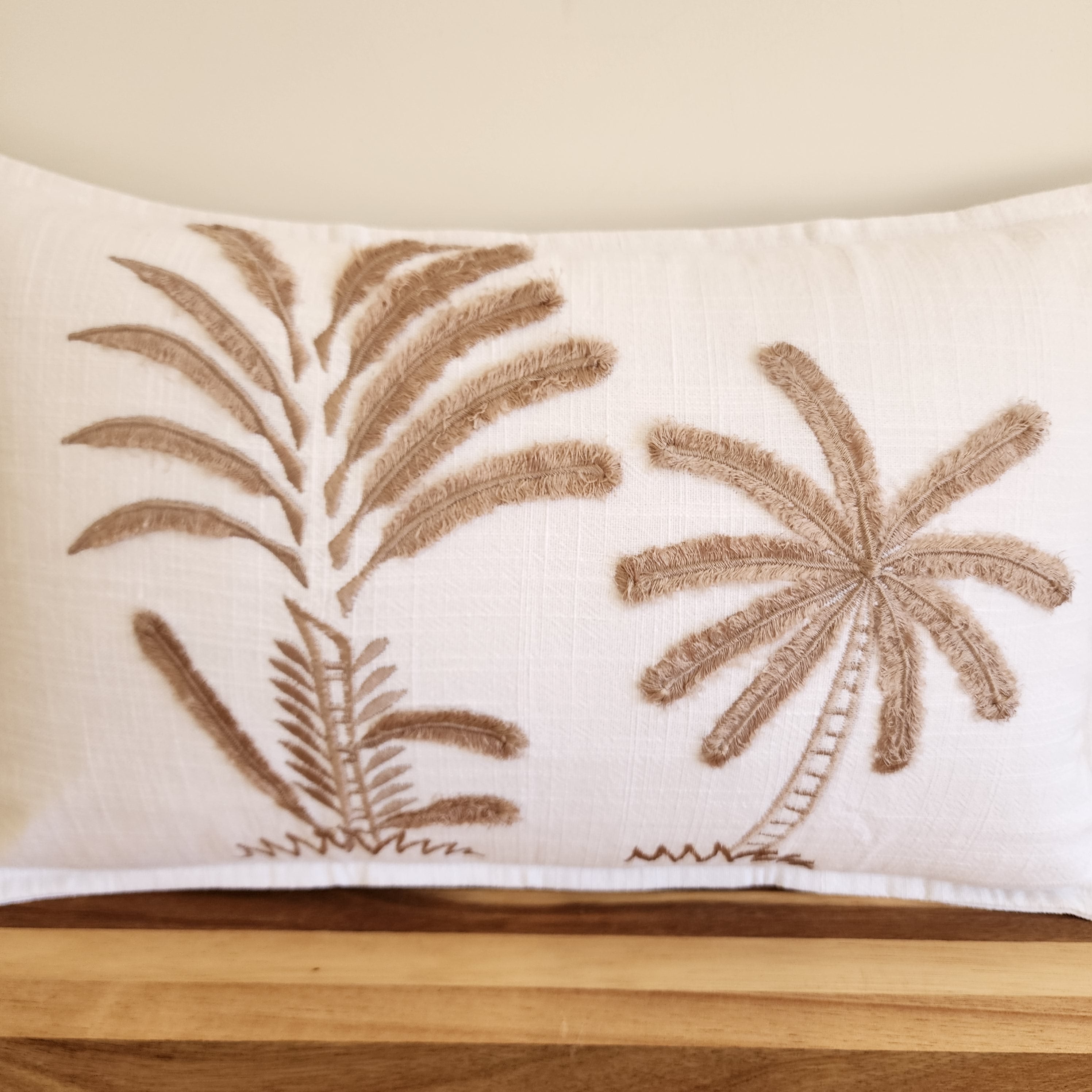 Latte Palms Lumbar Cushion Cover | 30x50cm